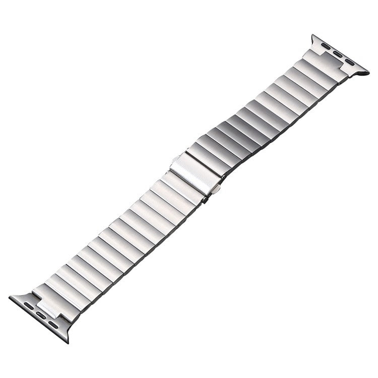 For Apple Watch Series 6 40mm Flat Buckle Stainless Steel Watch Band(Silver) - Watch Bands by PMC TechLife | Online Shopping South Africa | PMC TechLife | Buy Now Pay Later Mobicred