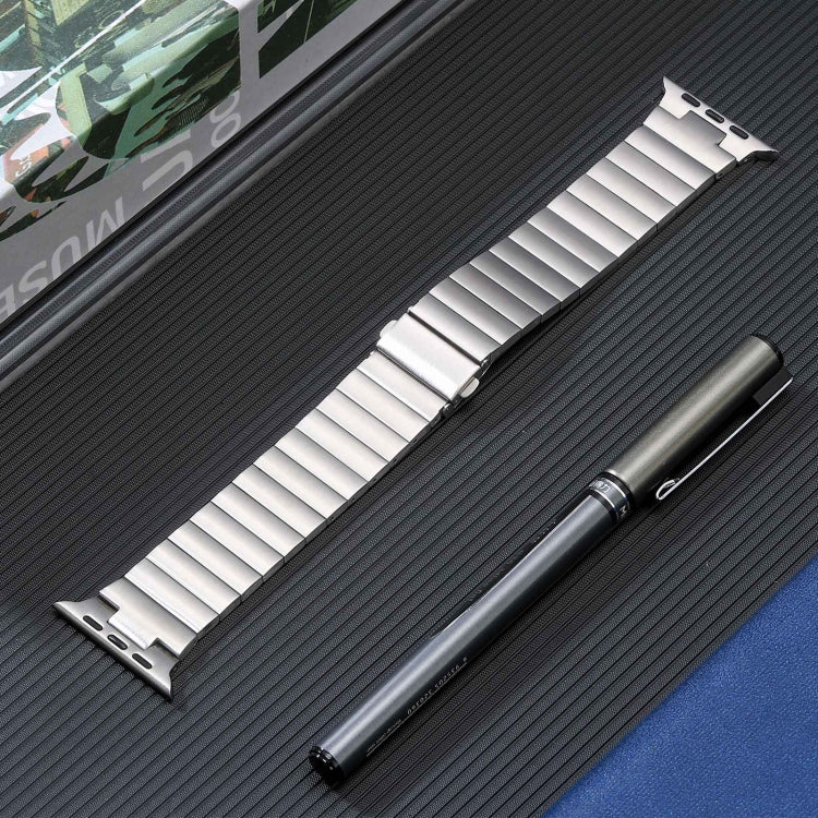 For Apple Watch Series 6 40mm Flat Buckle Stainless Steel Watch Band(Silver) - Watch Bands by PMC TechLife | Online Shopping South Africa | PMC TechLife | Buy Now Pay Later Mobicred