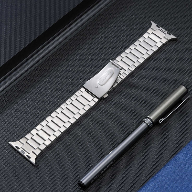 For Apple Watch Series 6 40mm Flat Buckle Stainless Steel Watch Band(Silver) - Watch Bands by PMC TechLife | Online Shopping South Africa | PMC TechLife | Buy Now Pay Later Mobicred