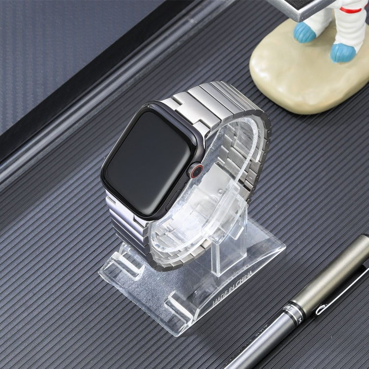 For Apple Watch Series 6 44mm Flat Buckle Stainless Steel Watch Band(Silver) - Watch Bands by PMC TechLife | Online Shopping South Africa | PMC TechLife | Buy Now Pay Later Mobicred