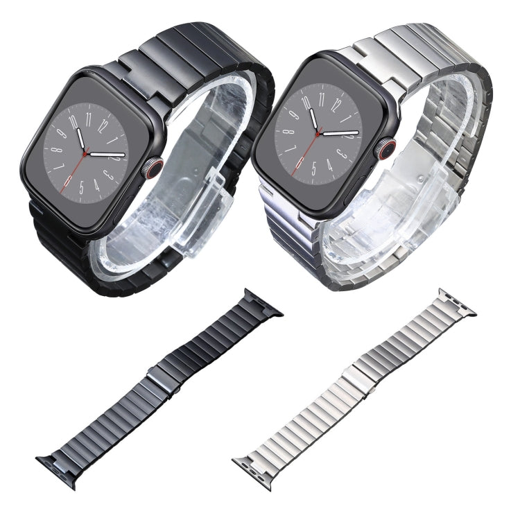 For Apple Watch Series 6 44mm Flat Buckle Stainless Steel Watch Band(Silver) - Watch Bands by PMC TechLife | Online Shopping South Africa | PMC TechLife | Buy Now Pay Later Mobicred