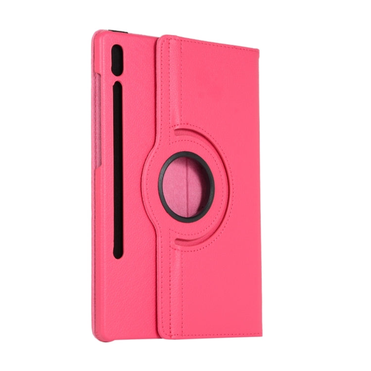 For Samsung Galaxy Tab S9 360 Degrees Rotation Holder Litchi Texture Leather Tablet Case(Rose Red) - Galaxy Tab S9 Cases by PMC Jewellery | Online Shopping South Africa | PMC Jewellery | Buy Now Pay Later Mobicred