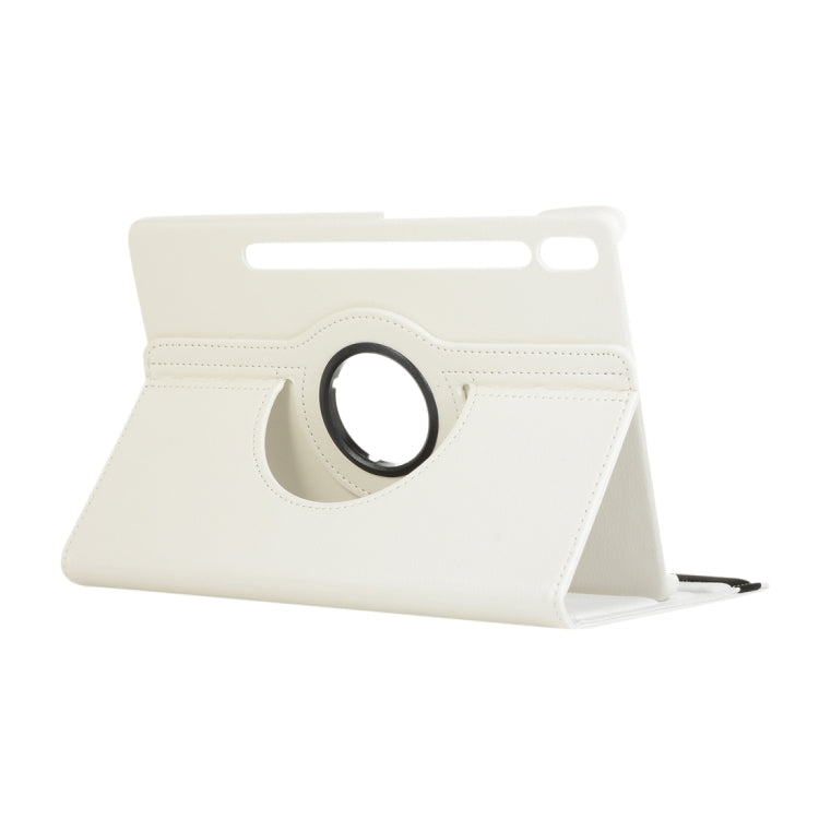 For Samsung Galaxy Tab S10 FE / S9 FE / S9 Litchi Texture 360 Degrees Rotation Holder Leather Tablet Case(White) - free shipping - PMC Jewellery - Order now!