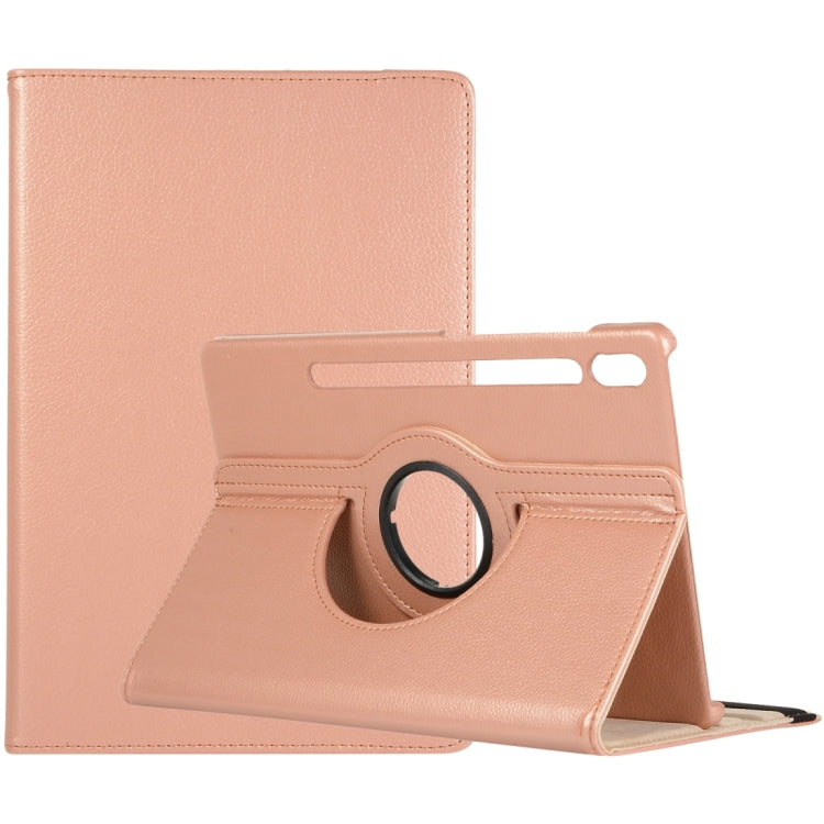 For Samsung Galaxy Tab S9+ / Tab S10+ Litchi Texture 360 Degrees Rotation Holder Leather Tablet Case(Rose Gold) - Galaxy Tab S9+ Cases by PMC Jewellery | Online Shopping South Africa | PMC Jewellery | Buy Now Pay Later Mobicred