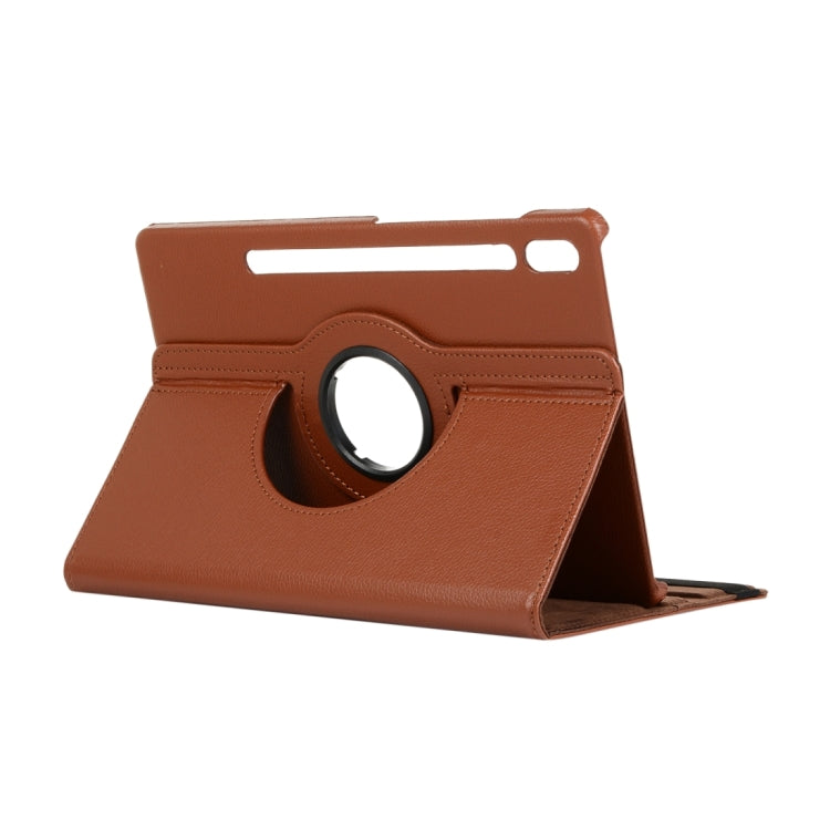 For Samsung Galaxy Tab S9+ / Tab S10+ Litchi Texture 360 Degrees Rotation Holder Leather Tablet Case(Brown) - free shipping - PMC Jewellery - Order now!