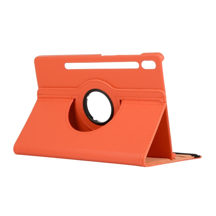 For Samsung Galaxy Tab S9 Ultra 360 Degrees Rotation Holder Litchi Texture Leather Tablet Case(Orange) - Galaxy Tab S9 Ultra Cases by PMC Jewellery | Online Shopping South Africa | PMC Jewellery | Buy Now Pay Later Mobicred