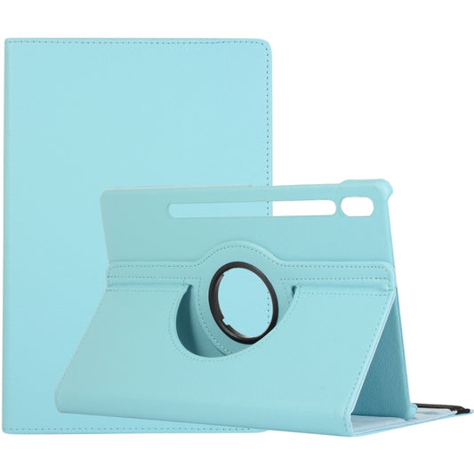 For Samsung Galaxy Tab S9 Ultra 360 Degrees Rotation Holder Litchi Texture Leather Tablet Case(Sky Blue) - Galaxy Tab S9 Ultra Cases by PMC Jewellery | Online Shopping South Africa | PMC Jewellery | Buy Now Pay Later Mobicred