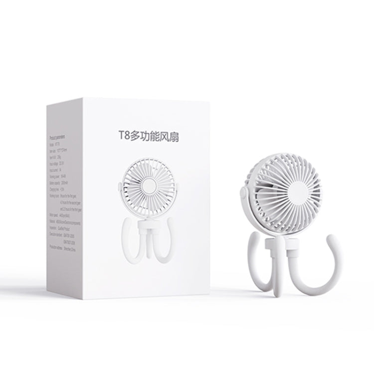 T8 2000mAh Flexible Octopus Tripod Rotatable Portable Fan(White) - Electric Fans by PMC Jewellery | Online Shopping South Africa | PMC Jewellery | Buy Now Pay Later Mobicred