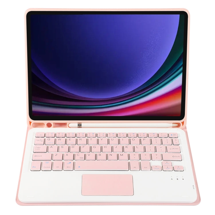 For Samsung Galaxy Tab S9 FE / 10 FE A710B-A Candy Color TPU Touch Bluetooth Keyboard Leather Tablet Case with Pen Holder(Pink) - Samsung Keyboard by PMC TechLife | Online Shopping South Africa | PMC TechLife | Buy Now Pay Later Mobicred