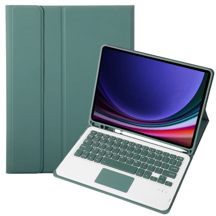 For Samsung Galaxy Tab S9 FE A710B-A Candy Color TPU Touch Bluetooth Keyboard Leather Tablet Case with Pen Holder(Dark Green) - Samsung Keyboard by PMC TechLife | Online Shopping South Africa | PMC TechLife