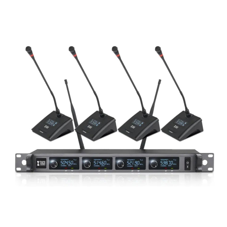 XTUGA A140-C Wireless Microphone System 4-Channel UHF Four Conference Mics(UK Plug) - Microphone by XTUGA | Online Shopping South Africa | PMC Jewellery | Buy Now Pay Later Mobicred