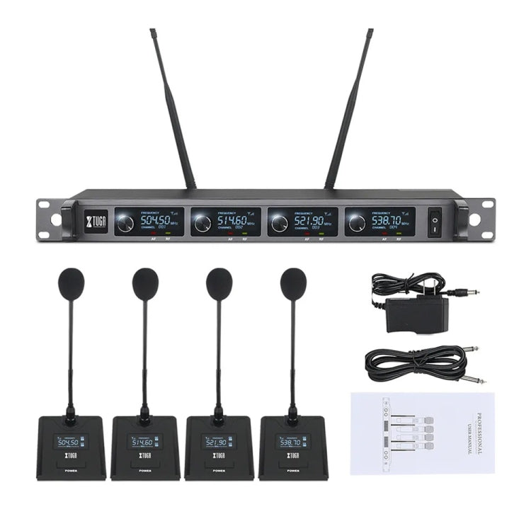 XTUGA A140-C Wireless Microphone System 4-Channel UHF Four Conference Mics(EU Plug) - Microphone by XTUGA | Online Shopping South Africa | PMC Jewellery | Buy Now Pay Later Mobicred