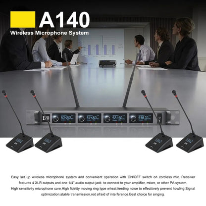 XTUGA A140-C Wireless Microphone System 4-Channel UHF Four Conference Mics(AU Plug) - Microphone by XTUGA | Online Shopping South Africa | PMC Jewellery | Buy Now Pay Later Mobicred