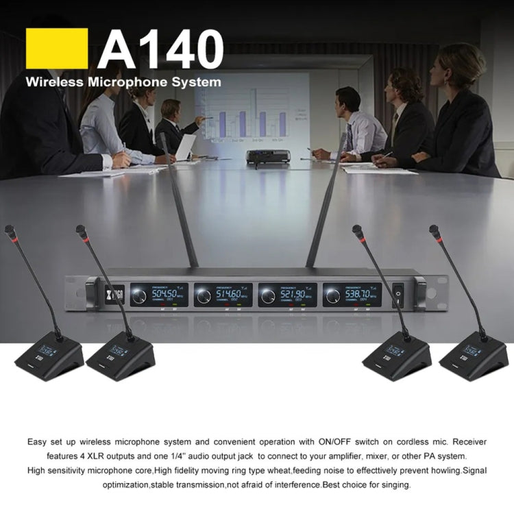 XTUGA A140-C Wireless Microphone System 4-Channel UHF Four Conference Mics(UK Plug) - free shipping - PMC Jewellery - Order now!