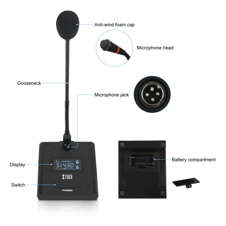 XTUGA A140-C Wireless Microphone System 4-Channel UHF Four Conference Mics(US Plug) - Microphone by XTUGA | Online Shopping South Africa | PMC Jewellery | Buy Now Pay Later Mobicred