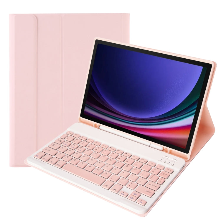 For Samsung Galaxy Tab S9 FE A710B Candy Color TPU Bluetooth Keyboard Leather Tablet Case with Pen Holder(Pink) - Samsung Keyboard by PMC TechLife | Online Shopping South Africa | PMC TechLife
