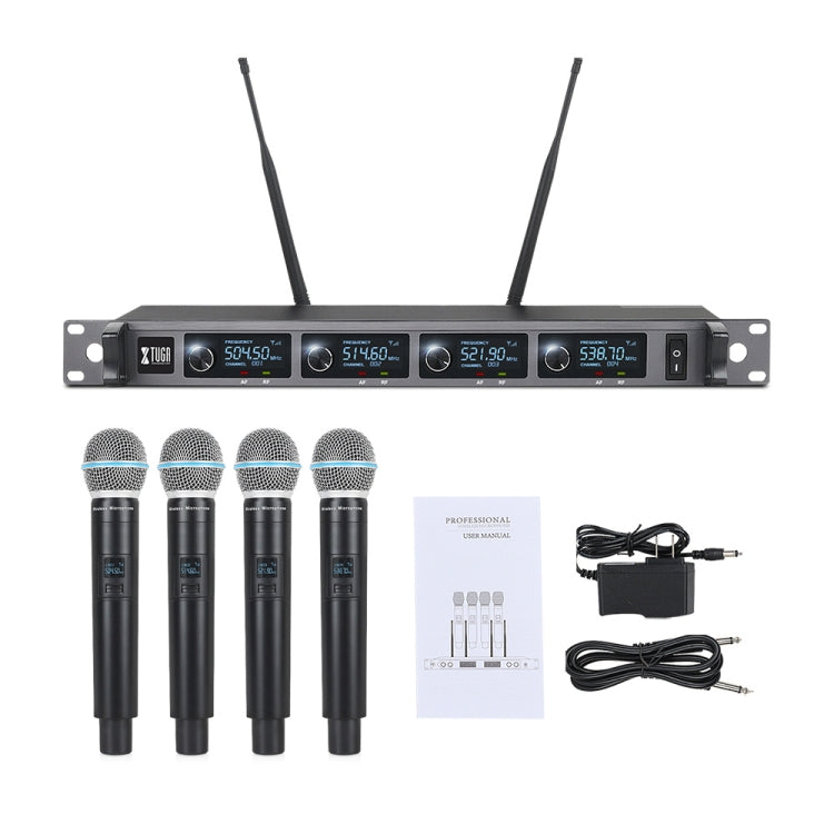 XTUGA A140-H Wireless Microphone System 4 Channel UHF Handheld Microphone(AU Plug) - Microphone by XTUGA | Online Shopping South Africa | PMC TechLife | Buy Now Pay Later Mobicred