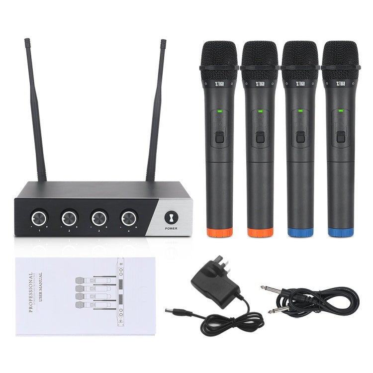 XTUGA S400 Professional 4-Channel UHF Wireless Microphone System with 4 Handheld Microphone(US Plug) - Microphone by XTUGA | Online Shopping South Africa | PMC Jewellery | Buy Now Pay Later Mobicred