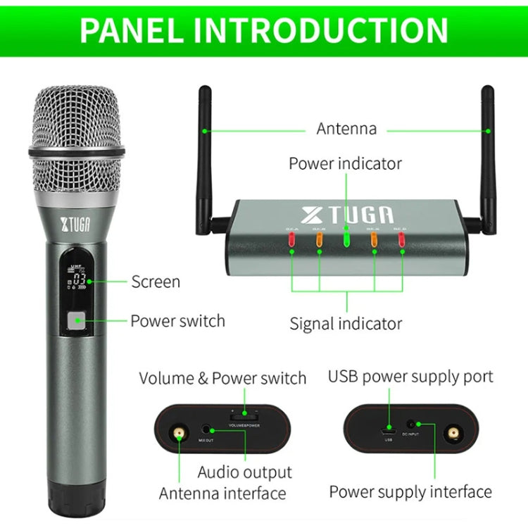 XTUGA U-F4600 Professional 4-Channel UHF Wireless Microphone System with 4 Handheld Microphone(UK Plug) - Microphone by XTUGA | Online Shopping South Africa | PMC Jewellery | Buy Now Pay Later Mobicred