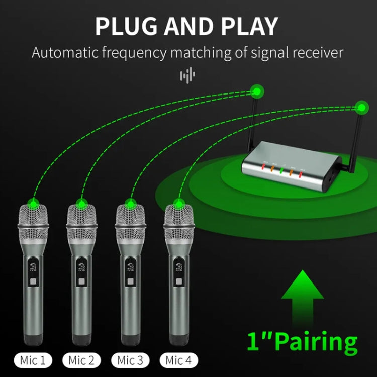 XTUGA U-F4600 Professional 4-Channel UHF Wireless Microphone System with 4 Handheld Microphone(US Plug) - Microphone by XTUGA | Online Shopping South Africa | PMC TechLife | Buy Now Pay Later Mobicred