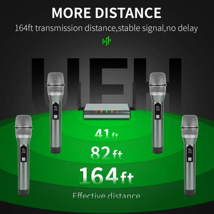 XTUGA U-F4600 Professional 4-Channel UHF Wireless Microphone System with 4 Handheld Microphone(AU Plug) - Microphone by XTUGA | Online Shopping South Africa | PMC TechLife | Buy Now Pay Later Mobicred