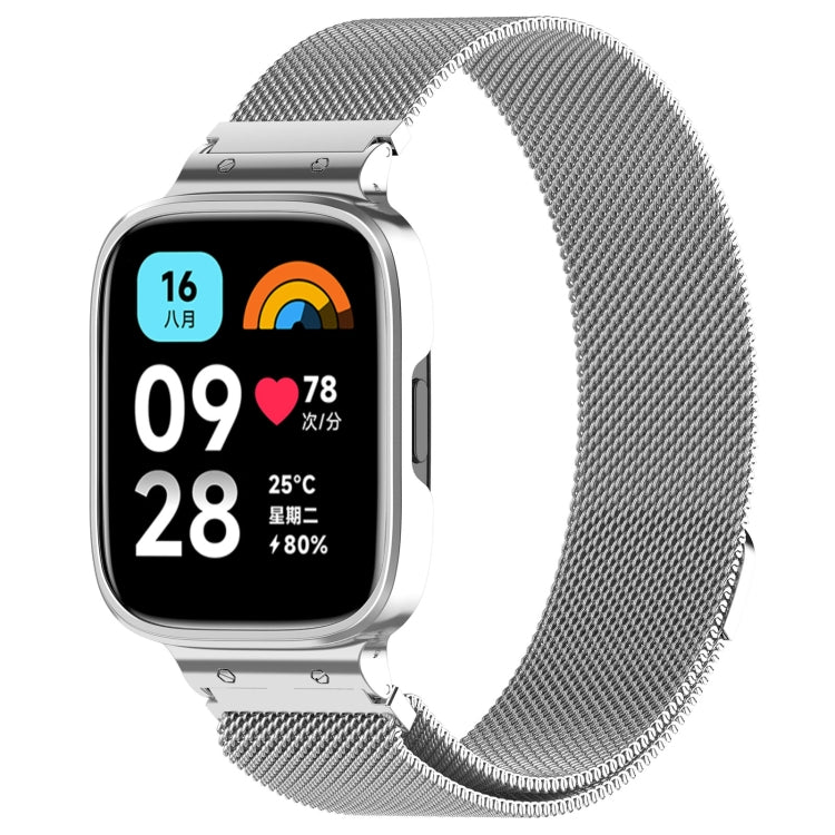 For Redmi Watch 3 Lite / Watch 3 Active 2 in 1 Milan Metal Watch Band with Watch Frame(Silver) - Watch Bands by PMC TechLife | Online Shopping South Africa | PMC TechLife