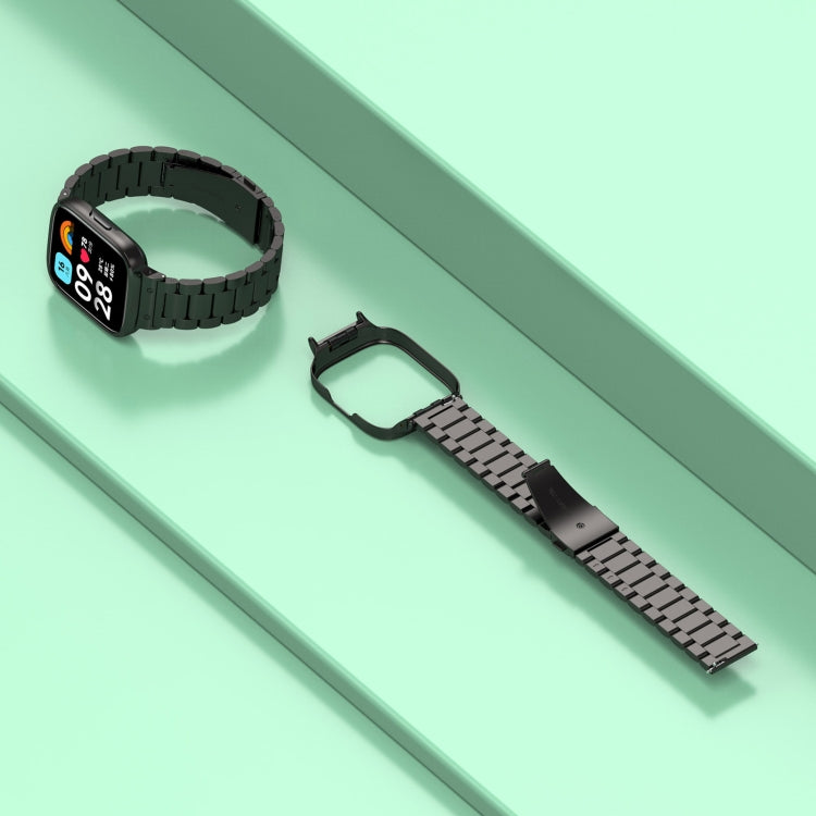 For Redmi Watch 3 Lite / Watch 3 Active 2 in 1 Three-bead Metal Watch Band with Watch Frame(Rose Gold) - free shipping - PMC TechLife - Order now!