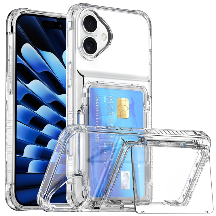 For iPhone 16 Plus Crystal Clear Flip Card Slot Phone Case(Transparent) - iPhone 16 Plus Cases by PMC Jewellery | Online Shopping South Africa | PMC Jewellery | Buy Now Pay Later Mobicred