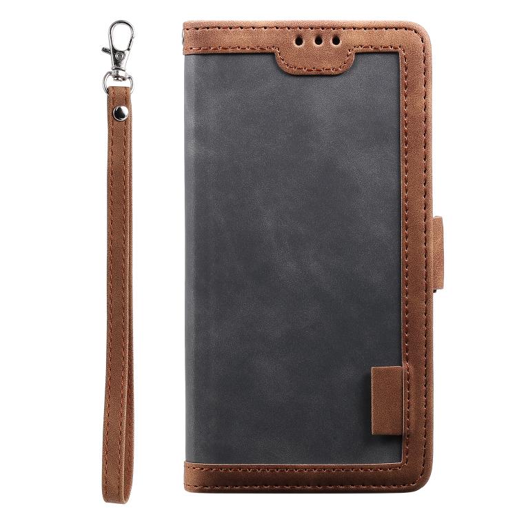 For iPhone 16e Retro Splicing Horizontal Flip Leather Phone Case(Grey) - iPhone 16e Cases by PMC TechLife | Online Shopping South Africa | PMC TechLife | Buy Now Pay Later Mobicred