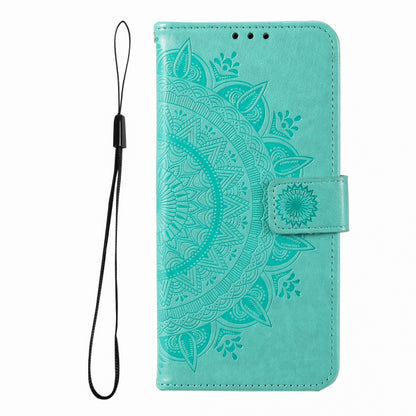 For iPhone 16 Pro Max Totem Flower Embossed Leather Phone Case(Green) - iPhone 16 Pro Max Cases by PMC Jewellery | Online Shopping South Africa | PMC Jewellery | Buy Now Pay Later Mobicred