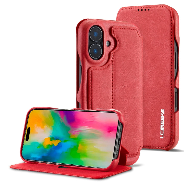 For iPhone 16 Plus LC.IMEEKE Hon Ancient Series Flip Leather Phone Case(Red) - iPhone 16 Plus Cases by LC.IMEEKE | Online Shopping South Africa | PMC Jewellery | Buy Now Pay Later Mobicred