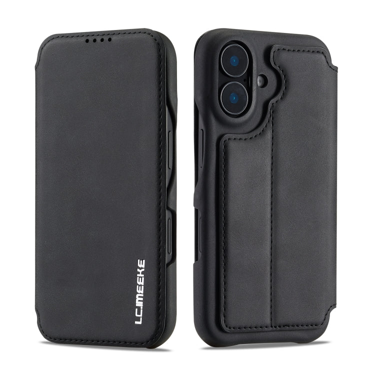 For iPhone 16 LC.IMEEKE Hon Ancient Series Flip Leather Phone Case(Black) - iPhone 16 Cases by LC.IMEEKE | Online Shopping South Africa | PMC Jewellery | Buy Now Pay Later Mobicred