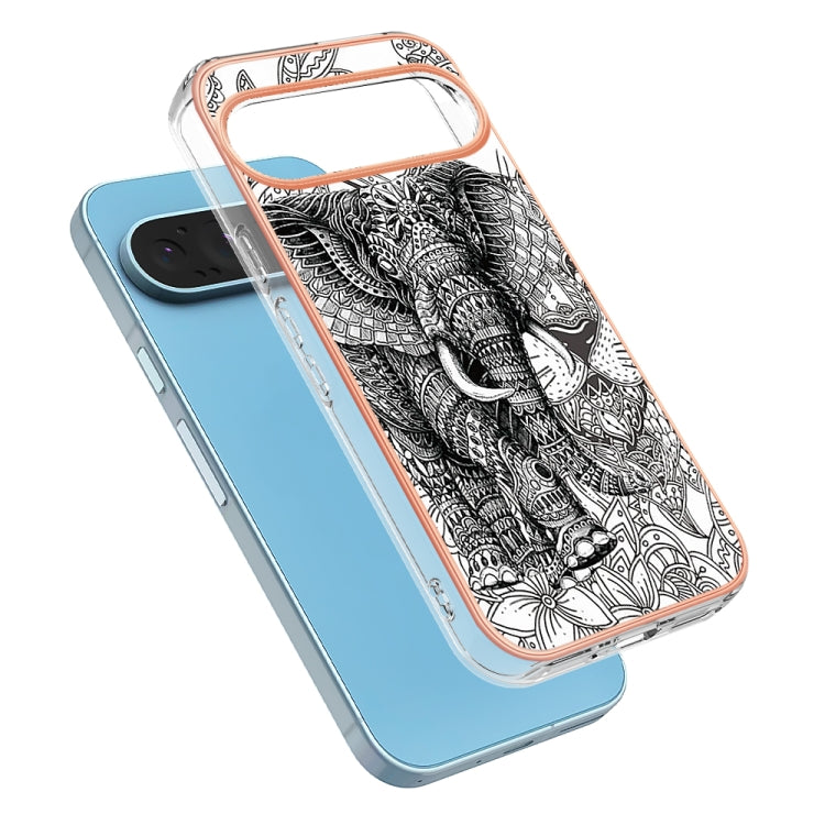 For Google Pixel 9 / 9 Pro Electroplating Dual-side IMD Phone Case(Totem Elephant) - Google Cases by PMC Jewellery | Online Shopping South Africa | PMC Jewellery | Buy Now Pay Later Mobicred