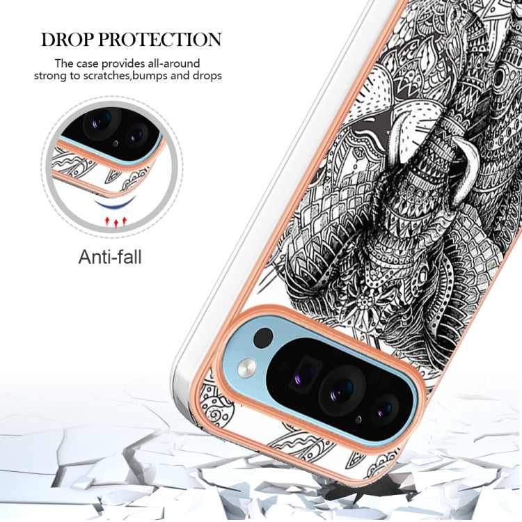 For Google Pixel 9 Pro XL Electroplating Dual-side IMD Phone Case(Totem Elephant) - Google Cases by PMC Jewellery | Online Shopping South Africa | PMC Jewellery | Buy Now Pay Later Mobicred