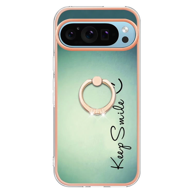 For Google Pixel 9 / 9 Pro Electroplating Dual-side IMD Phone Case with Ring Holder(Smile) - Google Cases by PMC Jewellery | Online Shopping South Africa | PMC Jewellery | Buy Now Pay Later Mobicred