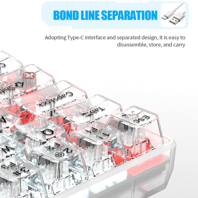 XUNFOX K30 Transparent 61-Keys Blacklit Wired Mechanical Keyboard, Cable Length: 1.5m(Black) - Wired Keyboard by PMC Jewellery | Online Shopping South Africa | PMC Jewellery | Buy Now Pay Later Mobicred
