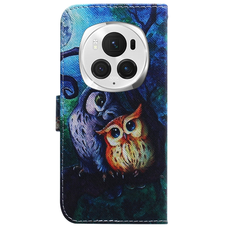 For Honor Magic6 Pro Coloured Drawing Flip Leather Phone Case(Oil Painting Owl) - Honor Cases by PMC Jewellery | Online Shopping South Africa | PMC Jewellery | Buy Now Pay Later Mobicred