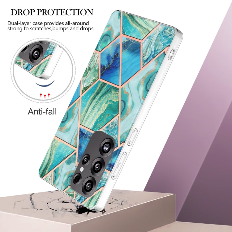 For Samsung Galaxy S25 Ultra 5G Electroplating Splicing Marble TPU Phone Case(Green) - Galaxy S25 Ultra 5G Cases by PMC Jewellery | Online Shopping South Africa | PMC Jewellery | Buy Now Pay Later Mobicred