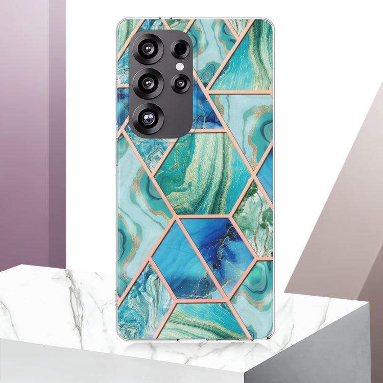 For Samsung Galaxy S25 Ultra 5G Electroplating Splicing Marble TPU Phone Case(Green) - Galaxy S25 Ultra 5G Cases by PMC Jewellery | Online Shopping South Africa | PMC Jewellery | Buy Now Pay Later Mobicred