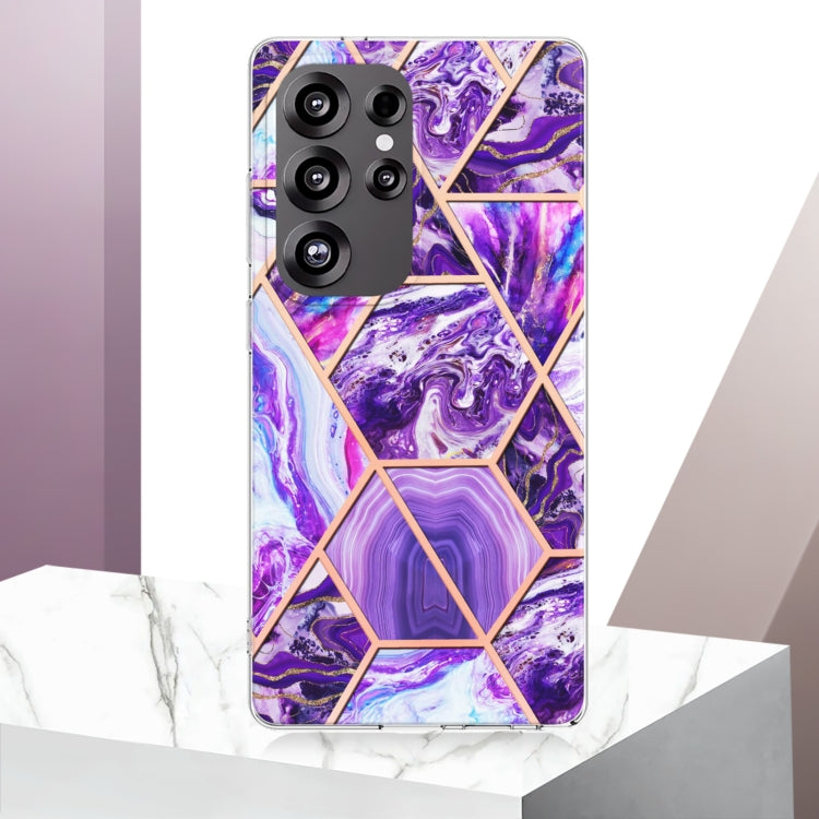 For Samsung Galaxy S25 Ultra 5G Electroplating Splicing Marble TPU Phone Case(Dark Purple) - Galaxy S25 Ultra 5G Cases by PMC Jewellery | Online Shopping South Africa | PMC Jewellery | Buy Now Pay Later Mobicred