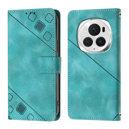 For Honor Magic6 Pro 5G Global Skin-feel Embossed Leather Phone Case(Green) - Honor Cases by PMC Jewellery | Online Shopping South Africa | PMC Jewellery | Buy Now Pay Later Mobicred