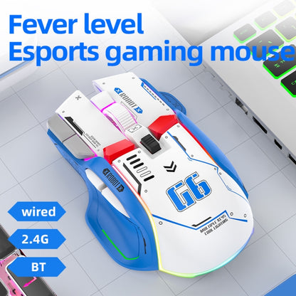 HXSJ G6 10 Keys RGB 12800DPI Tri-mode Wireless Gaming Mouse(White) - Wireless Mice by HXSJ | Online Shopping South Africa | PMC Jewellery | Buy Now Pay Later Mobicred