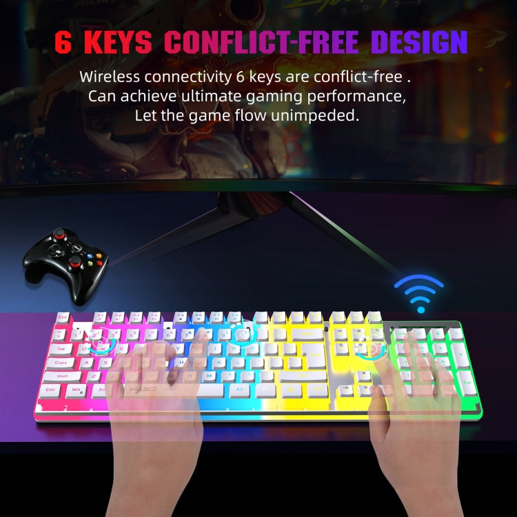 HXSJ L96 2.4G Wireless RGB Backlit Keyboard and Mouse Set 104 Pudding Key Caps + 4800DPI Mouse(White) - Wireless Keyboard by HXSJ | Online Shopping South Africa | PMC Jewellery | Buy Now Pay Later Mobicred