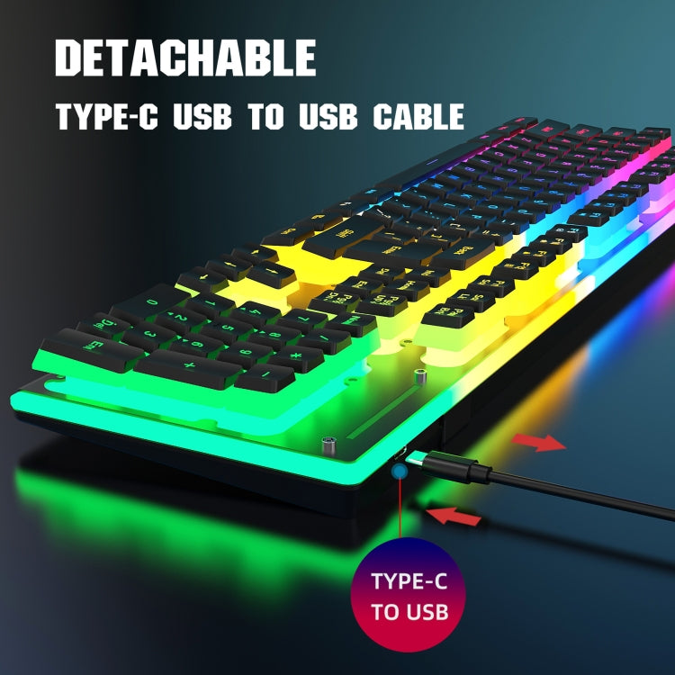 HXSJ L96 2.4G Wireless RGB Backlit Keyboard and Mouse Set 104 Pudding Key Caps + 4800DPI Mouse(Black) - Wireless Keyboard by HXSJ | Online Shopping South Africa | PMC Jewellery | Buy Now Pay Later Mobicred