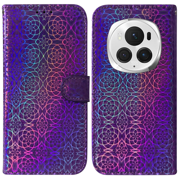 For Honor Magic6 Pro Colorful Magnetic Buckle Leather Phone Case(Purple) - Honor Cases by PMC Jewellery | Online Shopping South Africa | PMC Jewellery | Buy Now Pay Later Mobicred