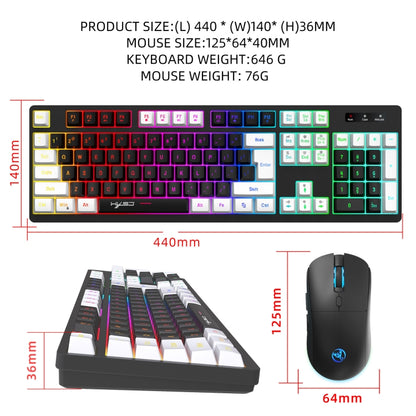 HXSJ L98 2.4G Wireless RGB Keyboard and Mouse Set 104 Keys + 1600DPI Mouse(Black) - Wireless Keyboard by HXSJ | Online Shopping South Africa | PMC Jewellery | Buy Now Pay Later Mobicred