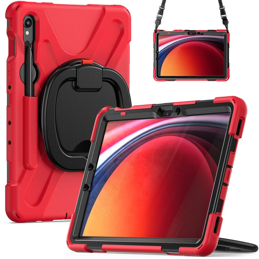 For Samsung Galaxy Tab S9 / S8 / S7 Silicone Hybrid PC Tablet Case with Holder & Shoulder Strap(Red) - Other Galaxy Tab PC by PMC Jewellery | Online Shopping South Africa | PMC Jewellery | Buy Now Pay Later Mobicred