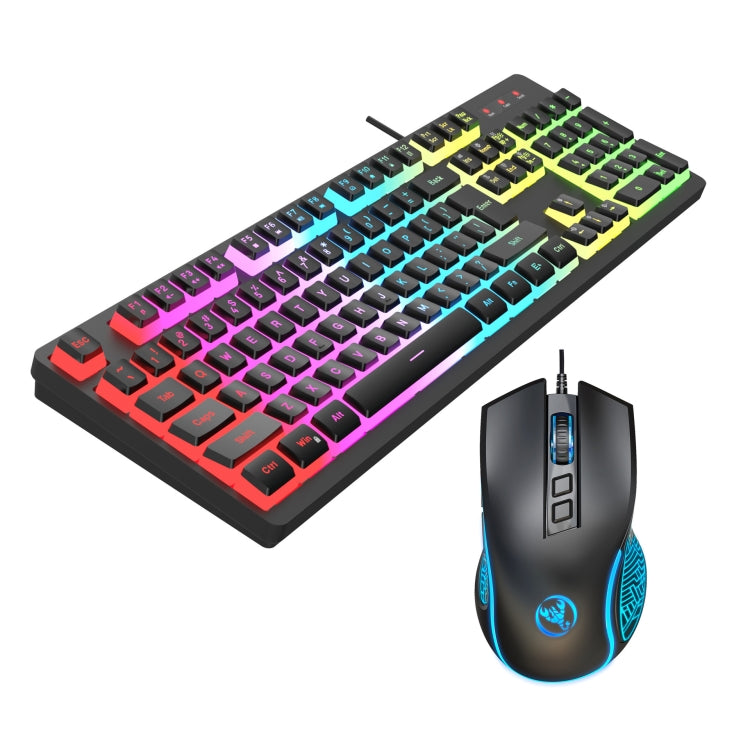 HXSJ L200+X100 Wired RGB Backlit Keyboard and Mouse Set 104 Pudding Key Caps + 3600DPI Mouse(Black) - Wired Keyboard by HXSJ | Online Shopping South Africa | PMC Jewellery | Buy Now Pay Later Mobicred