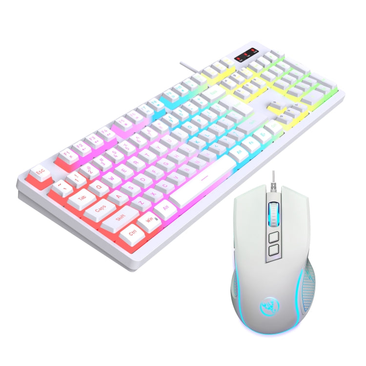 HXSJ L200+X100 Wired RGB Backlit Keyboard and Mouse Set 104 Pudding Key Caps + 3600DPI Mouse(White) - Wired Keyboard by HXSJ | Online Shopping South Africa | PMC Jewellery | Buy Now Pay Later Mobicred