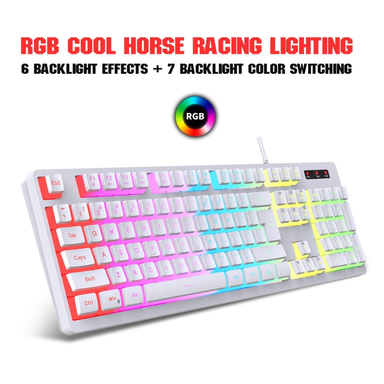 HXSJ L200+X100 Wired RGB Backlit Keyboard and Mouse Set 104 Pudding Key Caps + 3600DPI Mouse(Black) - free shipping - PMC Jewellery - Order now!